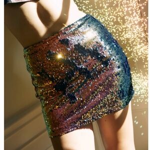 Motel Cherry Sequin Party Classy Boho Elegant Maximalist Hipster Hip Mini Skirt